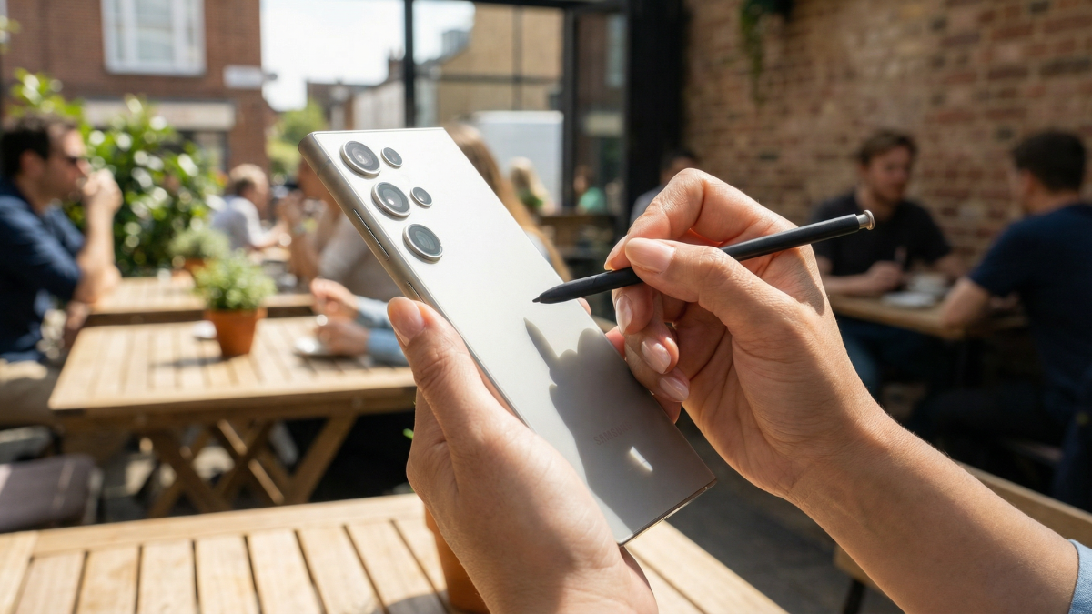 Galaxy S26 Ultra holding by GTP using S Pen