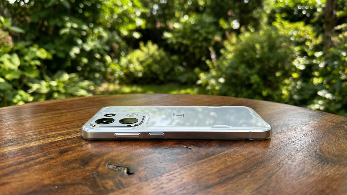 OnePlus Nord 6 on a table in forest