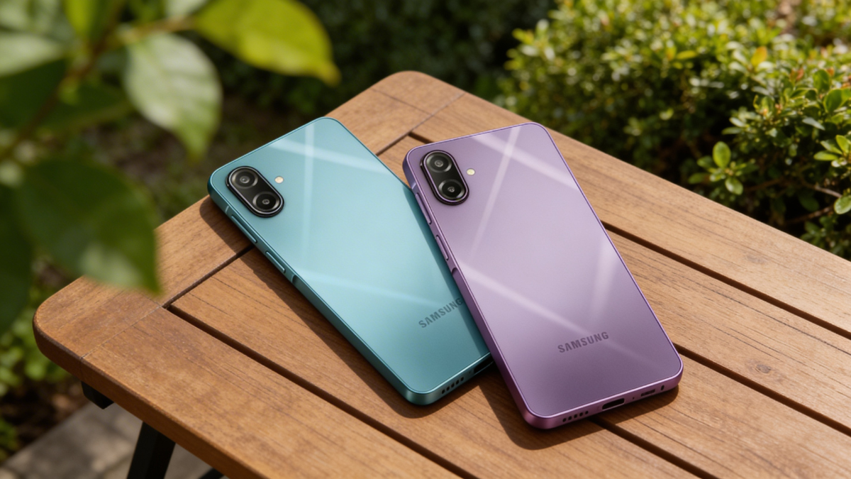 Samsung Galaxy M17e on table photography