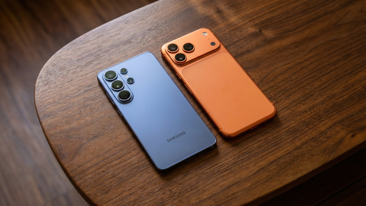 Samsung S26 Ultra and iPhone 17 Pro Max in one image