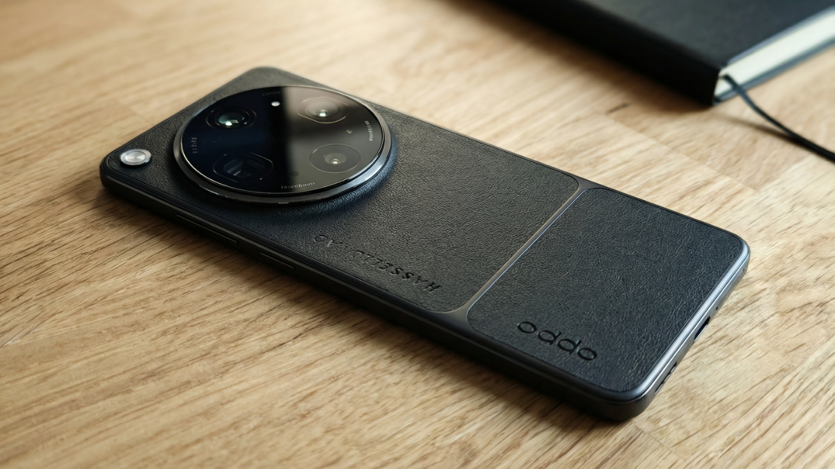 Picture of OPPO Find X9 Ultra on a table showing 200MP camera closely