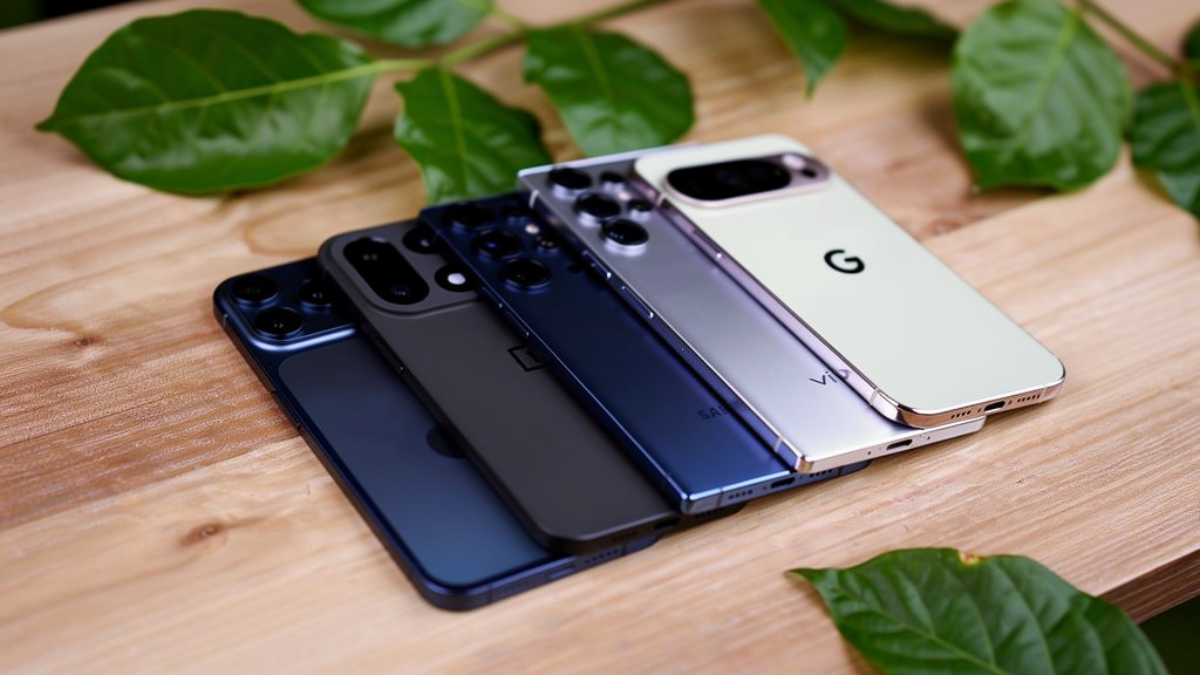 Stacked view of the Best Android Phone 2026 highlighting camera modules and slim chassis designs.
